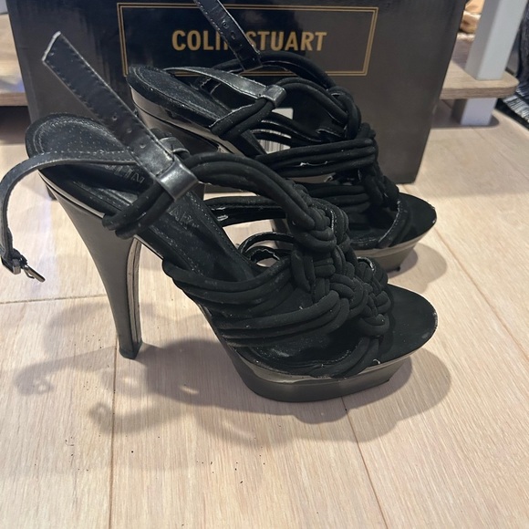Colin‎ Stuart Knotted Black Platform Heels - Picture 3 of 7